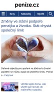 How penize.cz looks like on a mobile device such as an iPhone.