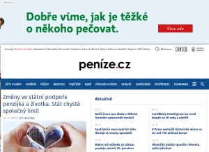 How penize.cz looks like on a tablet such as an iPad.