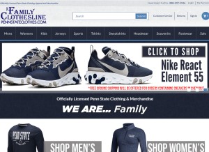 How pennstateclothes.com looks like on a tablet such as an iPad.