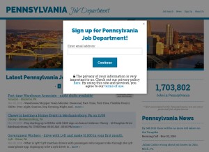 How pennsylvaniajobdepartment.com looks like on a tablet such as an iPad.