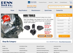 How penntoolco.com looks like on a tablet such as an iPad.