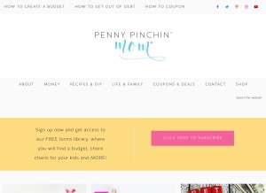 How pennypinchinmom.com looks like on a tablet such as an iPad.