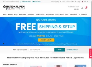 How pens.com looks like on a tablet such as an iPad.