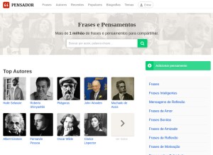How pensador.com looks like on a tablet such as an iPad.