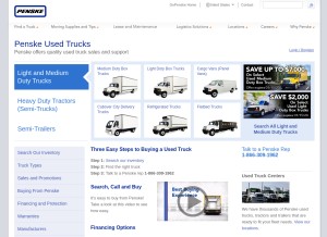 How penskeusedtrucks.com looks like on a tablet such as an iPad.
