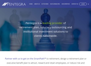 How pentegra.com looks like on a tablet such as an iPad.