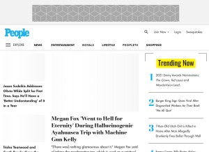 How people.com looks like on a tablet such as an iPad.