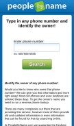 How peoplebyname.com looks like on a mobile device such as an iPhone.