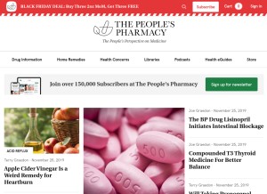 How peoplespharmacy.com looks like on a tablet such as an iPad.