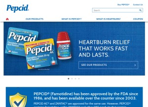 How pepcid.com looks like on a tablet such as an iPad.