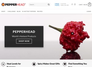 How pepperhead.com looks like on a tablet such as an iPad.