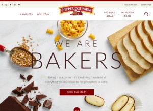 How pepperidgefarm.com looks like on a tablet such as an iPad.