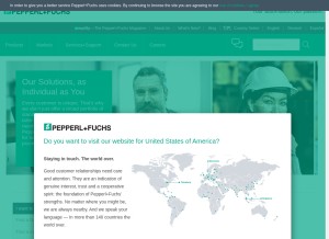 How pepperl-fuchs.com looks like on a tablet such as an iPad.