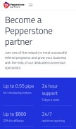 How pepperstonepartners.com looks like on a mobile device such as an iPhone.