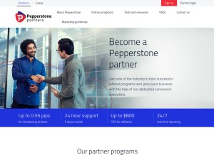 How pepperstonepartners.com looks like on a tablet such as an iPad.
