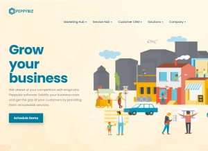 How peppybiz.com looks like on a tablet such as an iPad.