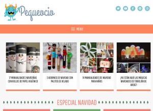 How pequeocio.com looks like on a tablet such as an iPad.