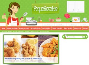 How pequerecetas.com looks like on a tablet such as an iPad.