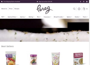 How pereg-gourmet.com looks like on a tablet such as an iPad.