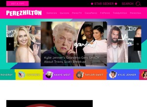 How perezhilton.com looks like on a tablet such as an iPad.