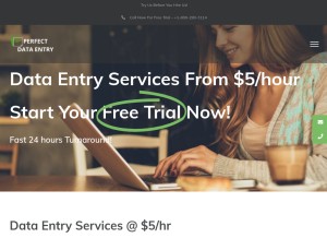 How perfectdataentry.com looks like on a tablet such as an iPad.