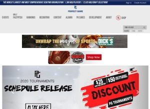 How perfectgame.org looks like on a tablet such as an iPad.