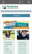 How perfectionlearning.com looks like on a mobile device such as an iPhone.