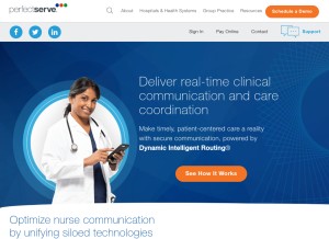 How perfectserve.com looks like on a tablet such as an iPad.