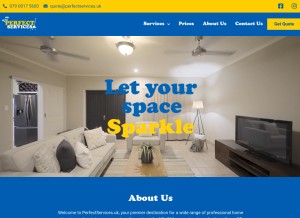 How perfectservices.uk looks like on a tablet such as an iPad.