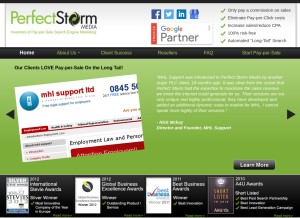 How perfectstormmedia.com looks like on a tablet such as an iPad.