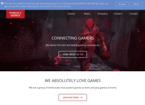 How perfectworld.com looks like on a tablet such as an iPad.