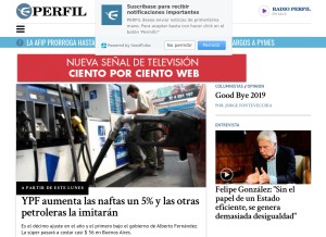 How perfil.com looks like on a tablet such as an iPad.