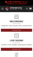 How performanceaudio.com looks like on a mobile device such as an iPhone.