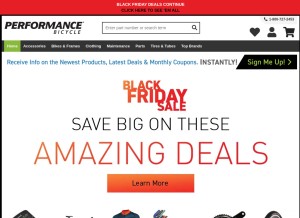 How performancebike.com looks like on a tablet such as an iPad.