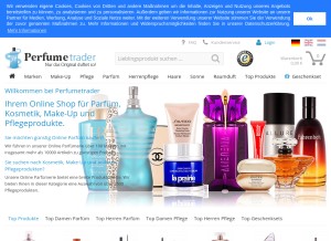How perfumetrader.de looks like on a tablet such as an iPad.