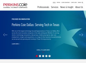 How perkinscoie.com looks like on a tablet such as an iPad.