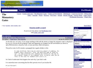 How perlmonks.org looks like on a tablet such as an iPad.