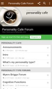 How personalitycafe.com looks like on a mobile device such as an iPhone.