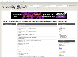 How personalitycafe.com looks like on a tablet such as an iPad.