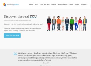 How personalityperfect.com looks like on a tablet such as an iPad.