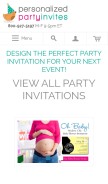 How personalizedpartyinvites.com looks like on a mobile device such as an iPhone.