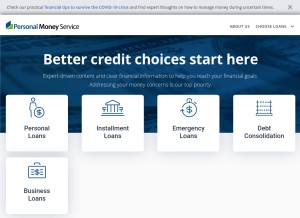 How personalmoneyservice.com looks like on a tablet such as an iPad.