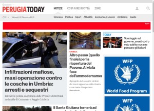 How perugiatoday.it looks like on a tablet such as an iPad.