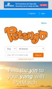 How petango.com looks like on a mobile device such as an iPhone.