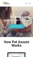 How petassure.com looks like on a mobile device such as an iPhone.