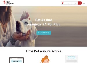 How petassure.com looks like on a tablet such as an iPad.