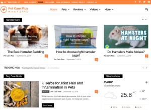 How petcareplus.net looks like on a tablet such as an iPad.