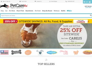 How petcarerx.com looks like on a tablet such as an iPad.