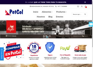 How petcol.co looks like on a tablet such as an iPad.