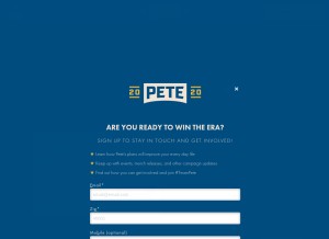 How peteforamerica.com looks like on a tablet such as an iPad.
